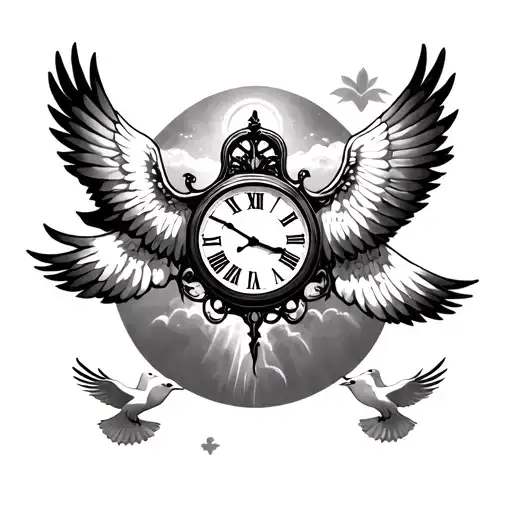 Clock Stairway To Heaven And Doves