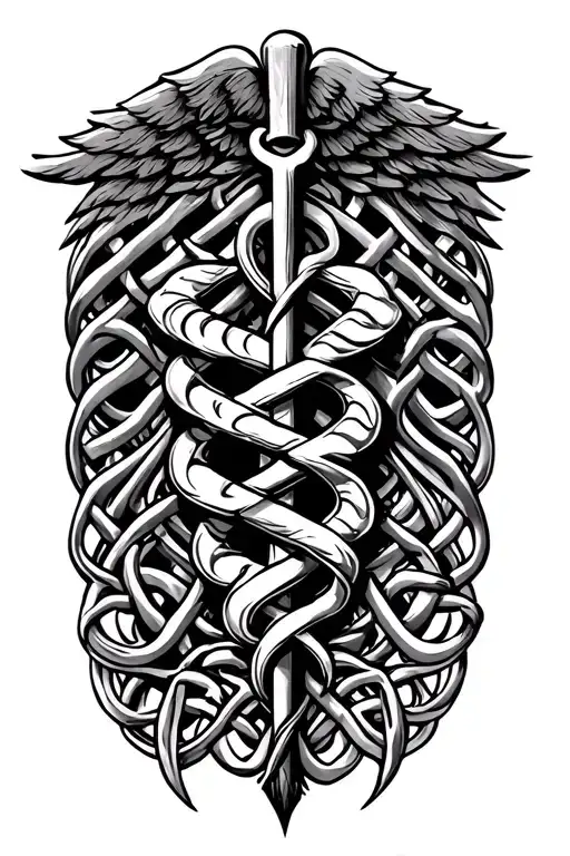 Rod Of Asclepius Celtic Style