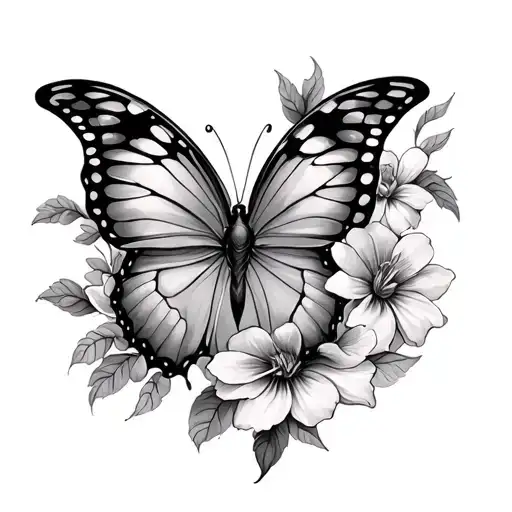 Butterfly With Flower Wings Tattoo Design Inspired