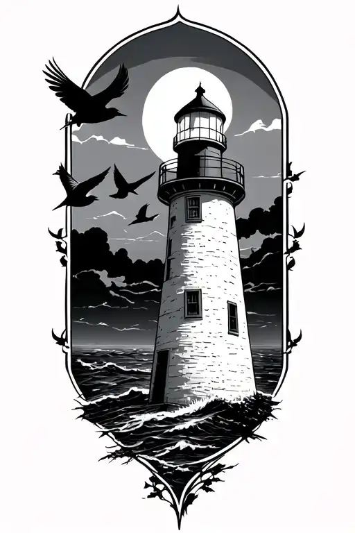 Lighthouse With Cardinals Flying Around It