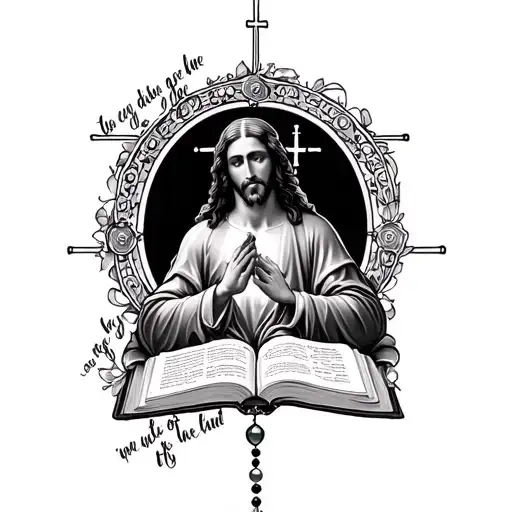 I Want A Bible Quote But Wit A Rosary Through It And Jesus Praying Sleeve