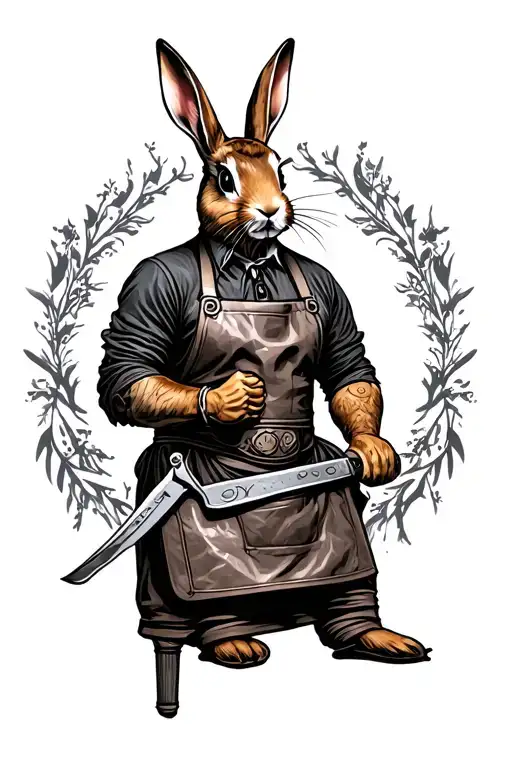 Steampunk Jack Rabbit Barber With Leather Apron And Straight Razor