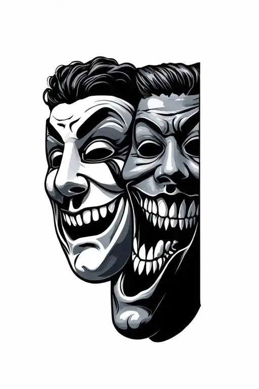 Comedy Tragedy Masks Staring