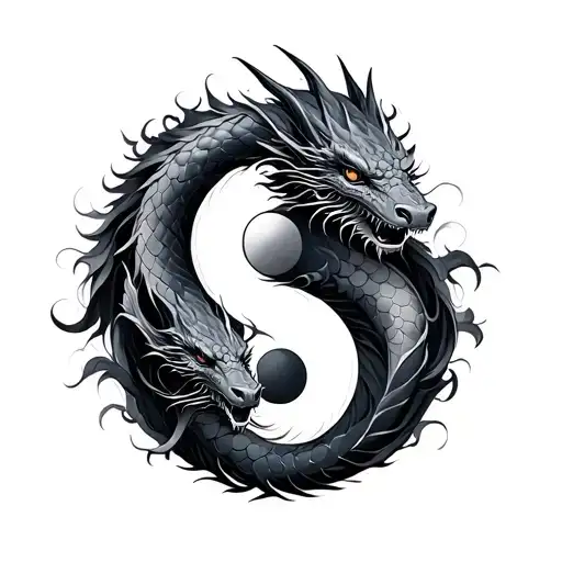 Yin Yang With Dragons
