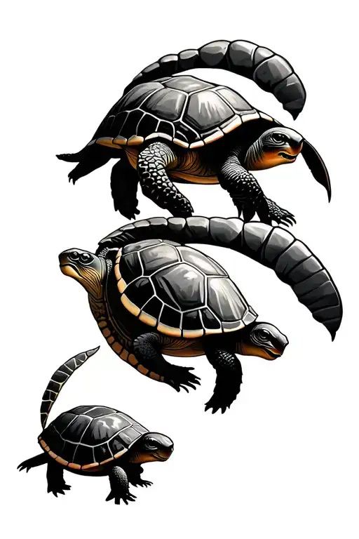 End Online Tattoo With 3 Turtles Of Diff Computer Designs Wrapped