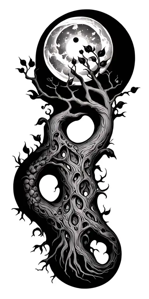 Tree Of Life With Sun And Moon Surrounded