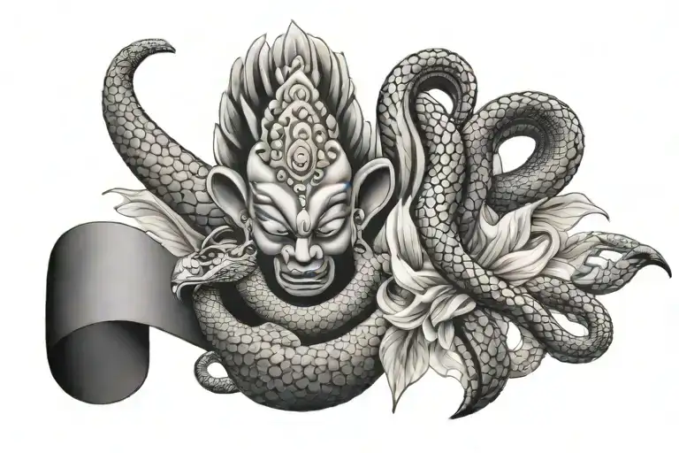 Wrist Band Tatoo With Cobra And Luck Buddism For Men