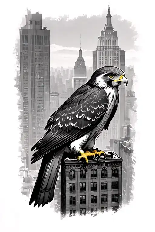 Perigrine Falcon Perched On A Gotham Style Building