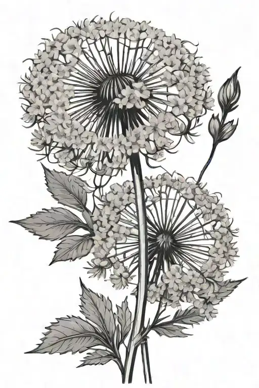 A Dandelion Crossing Stem Yarrow Flower Blooming