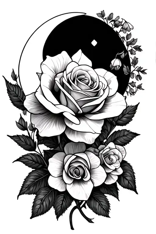 Roses With Daffodils And A Half Moon