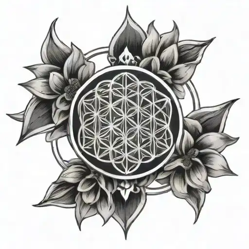 Flower Of Life And Ohm Symbol
