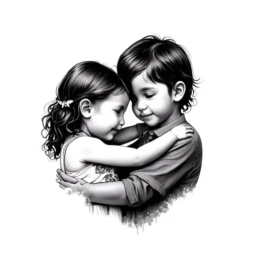 Parent Holding Children Girl And Boy