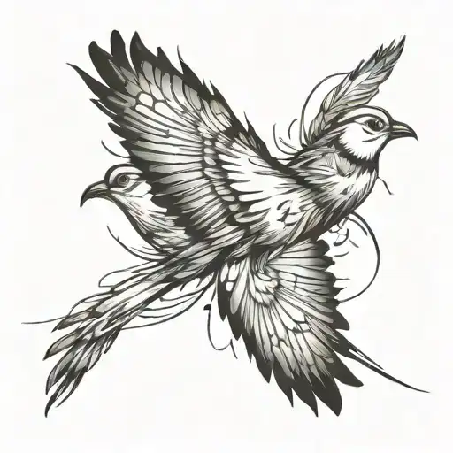 Brush Stroke And Birds Flying