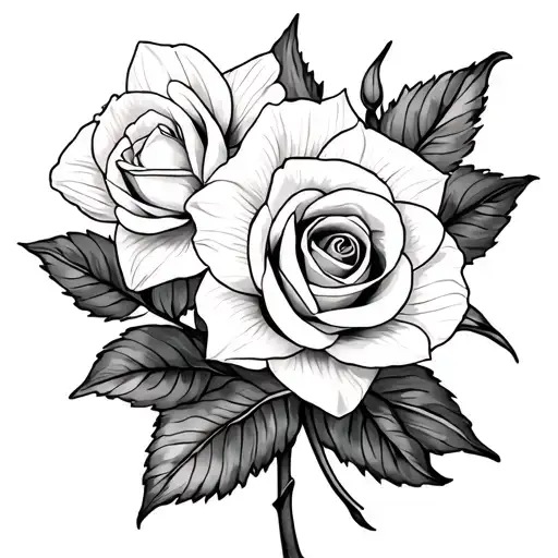 Daffodils And Roses Intertwined