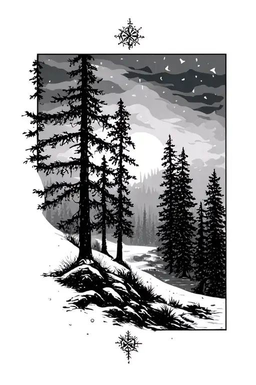 Vegvisir Winter Forest Landscape