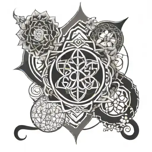 Ohm Symbol With Flower Of Life Symbol Intertwined