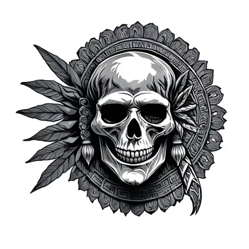 Azteca Guerrero Skull In Servant