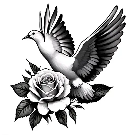 Lilly Flower Dove Flying Rose