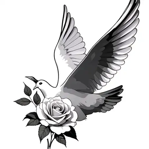 Lilly Flower Dove Flying Rose