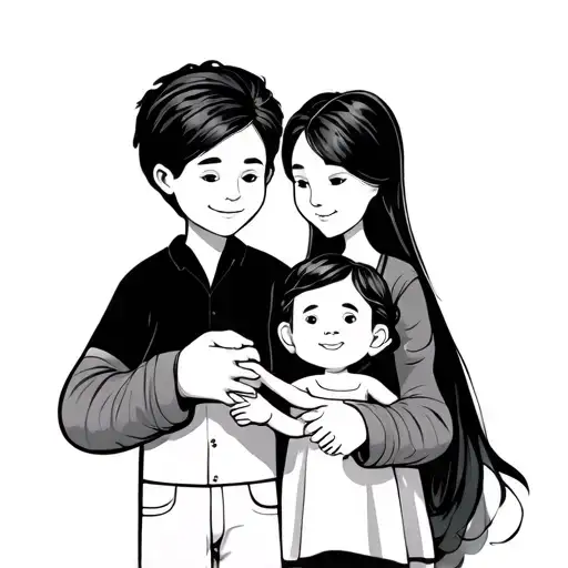 Couple Holding Hands Of Child