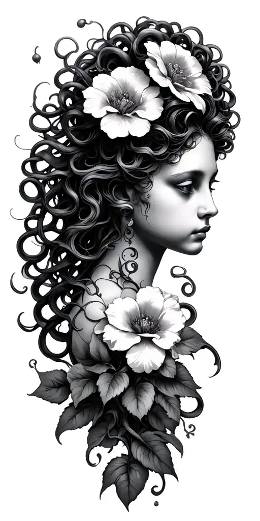 Medusa With Flowers Growing