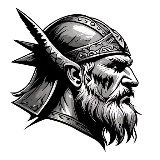 Viking Warrior Head Facing Foward