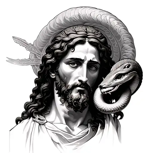 Jesus Crushing The Head Of A Serpent