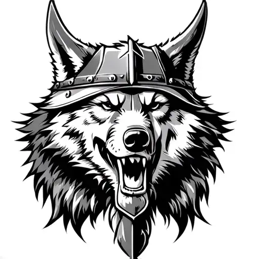Viking Warrior Head With Dead Wolf Cap