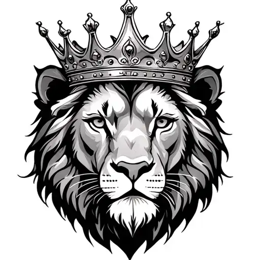 Profile Of A Lion Head Wearing Crown