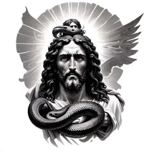 Jesus Crushing The Head Of A Serpent