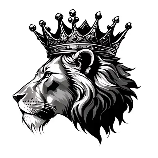 Side Profile Of A Lion Head Wearing Crown