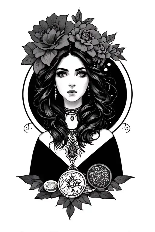 Neo Traditional Fortune Teller Woman