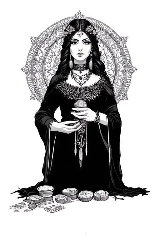 Neo Traditional Fortune Teller Woman Holding