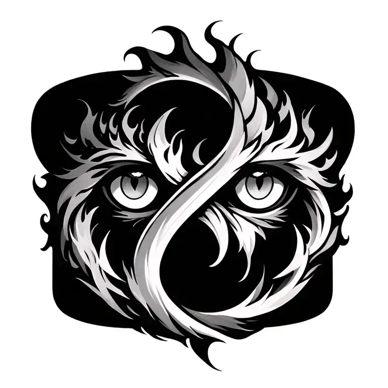 Big Infinity Symbol With Lion Eyes Like Fire