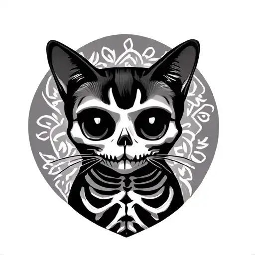 Skeleton With Cat Cute
