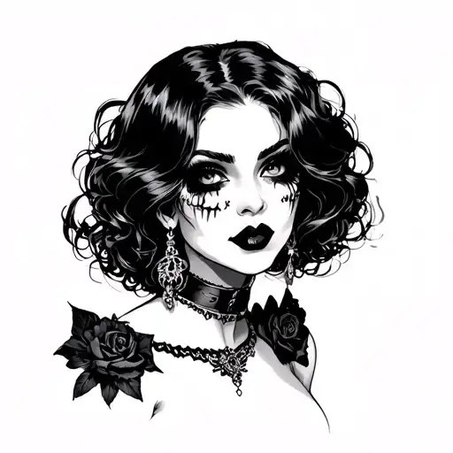 Topless Pin Up Goth Girl