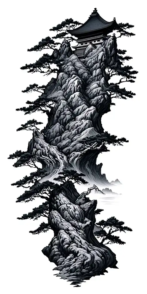 Japanese Shrine Mountains