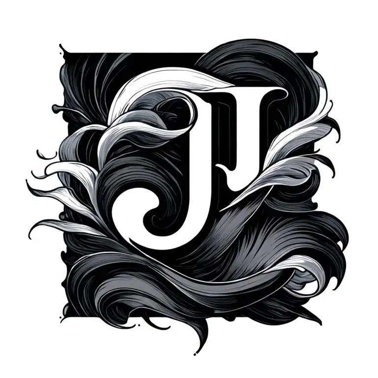 Fine Line Wave With Letter J