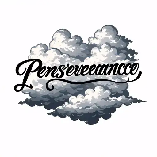 Perseverance Written In Words With Clouds