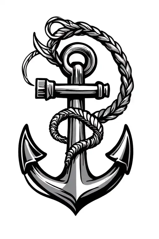 Pices And Virgo Sign Tattoo With A Neo Traditional Anchor In Black And Gray On Th E Hand