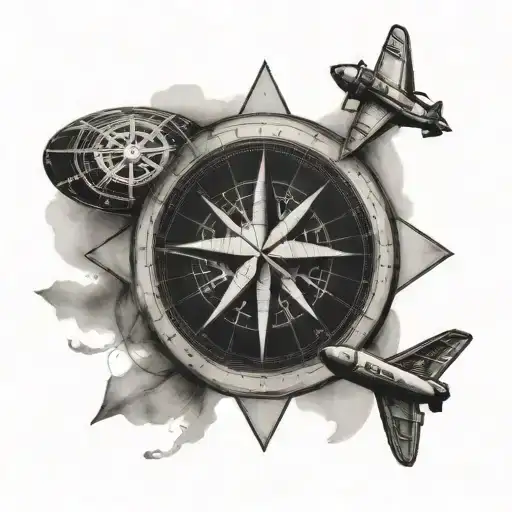 Plane And Compass Surrounded