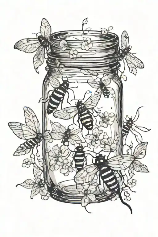 Mason Jar With Fireflies
