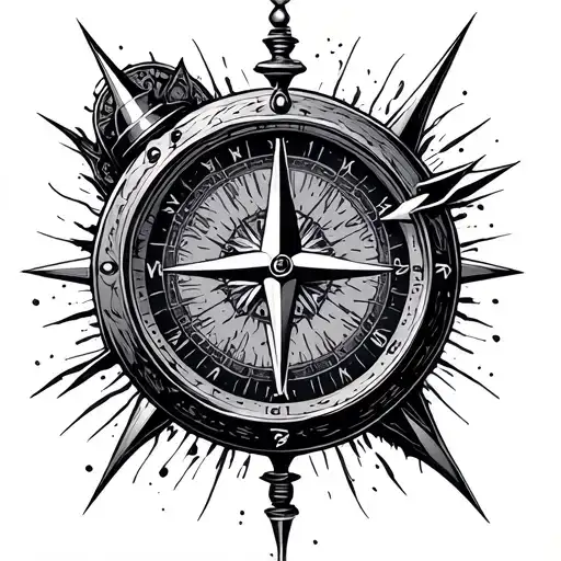 Time Piece With Compass In Middle It Is Surrounded