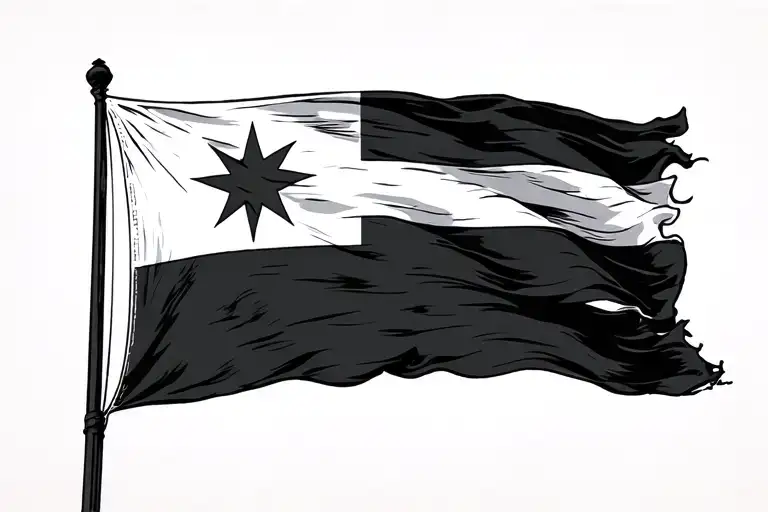 Minimalist Chicago Flag Using Fine Lines And Black Ink