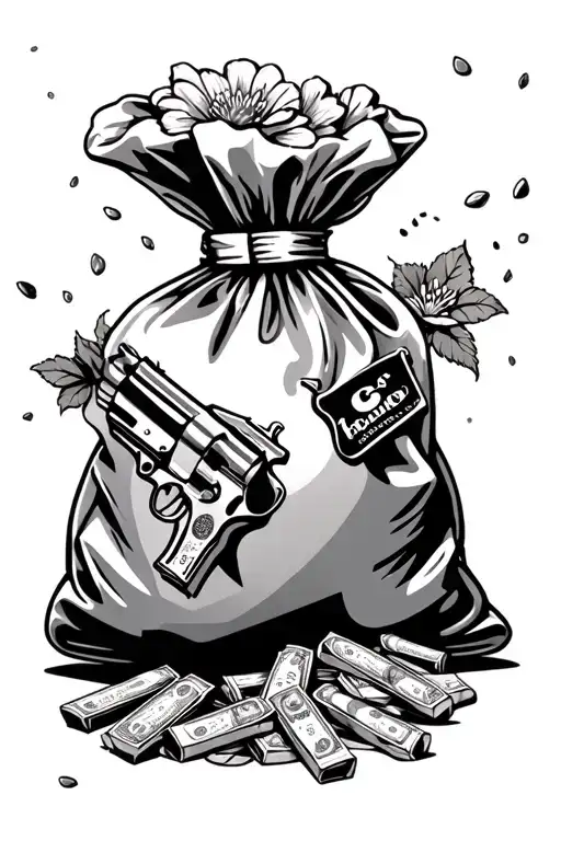 Money Bags Flowers Gamble Smoke Guns Bullets