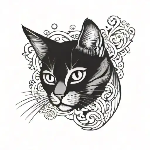 Minimalist Cat With Heart And Agua Tofana