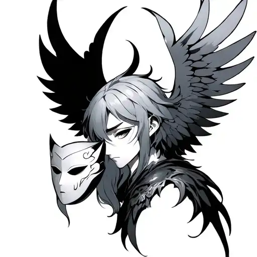 Rimuru Tempest Holding Mask With Wings Side View