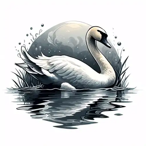 Swan Swimming Underwater Surrounded
