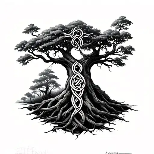 Celctic Knot Growing Up Into A Tree