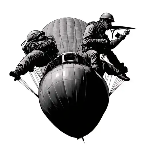 Airborne Paratrooper Jumping Out Of Plane